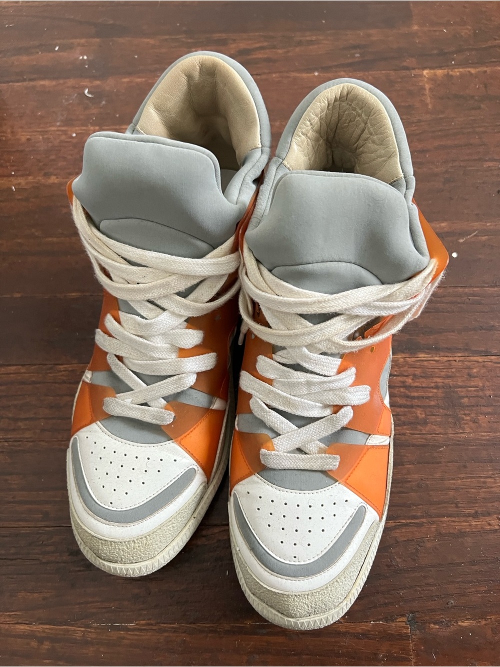 Men’s Maison Margiela “Scuba” Sneakers in Orange and Gray